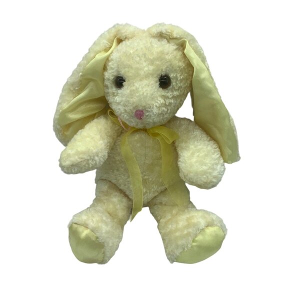 Vtg 1999 Commonwealth Plush Bunny Yellow Stuffed Animal Toy 9.5” Sit Easter - Picture 1 of 6